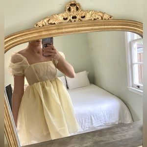 Light Yellow Puffer Sleeve Babydoll Dress